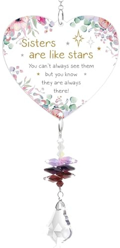 Heart Shape Sister Gifts, Heart Crystal Sun-catcher, Sister Gifts | Heart Crystal Sun-catcher Ornament Sister Birthday Gifts, for Christmas Back to School Season