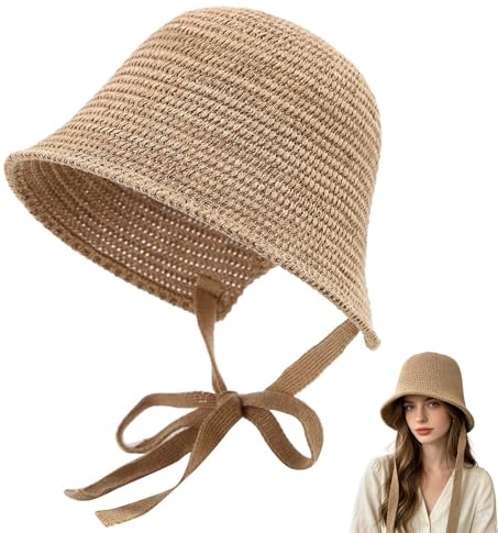 BSITSSS Sombrero de Paja, Sombrero Paja Mujer Marrón, Plegable Sombrero Mujer Verano Moderno, Pamelas de Playa, Gorro Mujer Verano para Viajes y Vacaciones