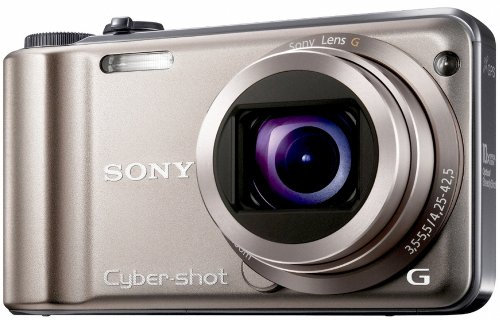 Sony DSC-HX5VN Digitalkamera (10 Megapixel Exmor R, 10fach optischer Zoom, 7,6 cm, LC-Display, Full HD Video, Bildstabilisator, Sweep-Panorama, GPS) gold