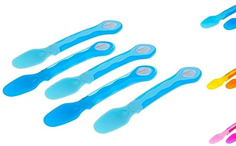 Vital Baby Babys erster Löffel/weiche Babylöffel/Beikostlöffel mit ergonomischen Flexisafe Griffen für Babys und Kleinkinder 5 Stück/ab 4-6 Monaten