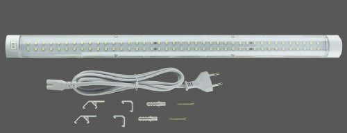 Trango 2490 LED Unterbaulampe *Moon* Lichtleiste, Küchen Unterbauleuchte 550mm lang 6 Watt 230V inkl. ON/Off Schalter 4500K Neutralweiß Lichtleiste, Aufbauleuchte, Schrankbeleuchtung, Unterbauleiste