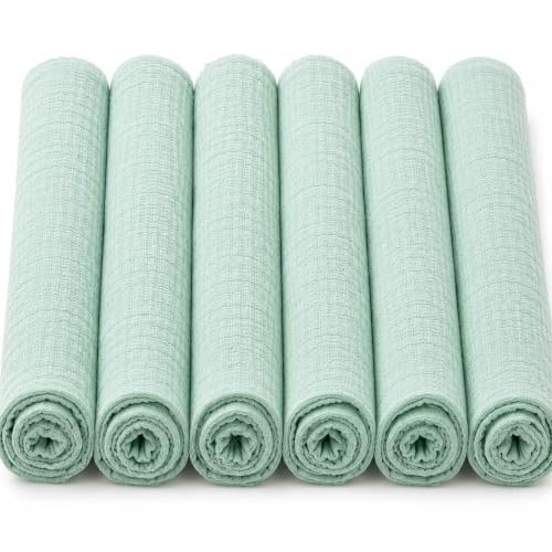 DUDU N GIRLIE Musselin-Quadrate aus 100% Baumwolle, 72 x 72 cm, 6-teilig, Mint