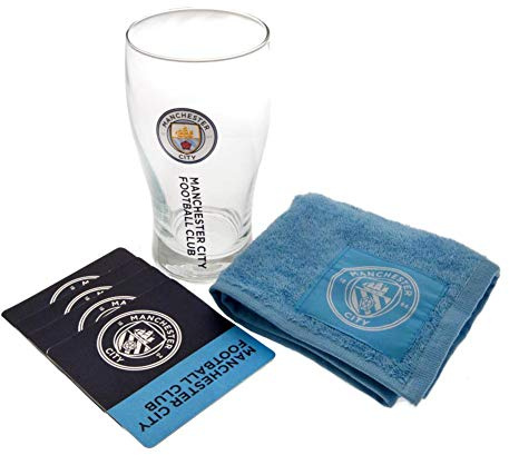 Manchester City Wordmark Glass Mini Bar Set - Multi-Colour