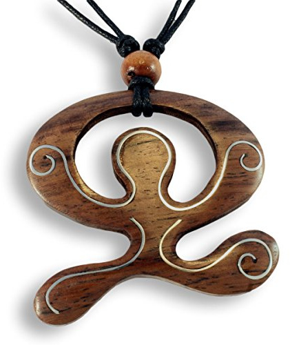 Island Piercings Halskette Anhänger aus Holz Indalo Glücksbringer längenverstellbar N176