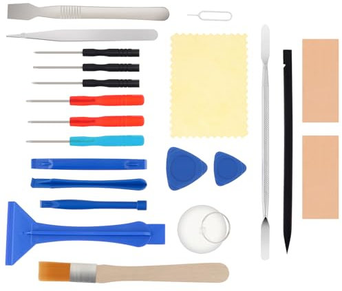 OriGlam 22 in 1 Professional Safe Opening Pry Tool Repair Kit, Mobile Phone Repair Screwdrivers Sucker Hand Tools Kit with Non-Abrasive Nylon Spudgers for iPhone, Smart Cell Phone, Laptop