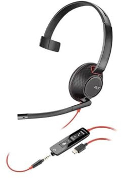 Plantronics - 207577-03 Blackwire C5210 Headset - Mono - USB Type A - Wired - 20 Hz - 20 kHz - Over-The-Head - Monaural - Supra-Aural - Noise Cancelling Microphone