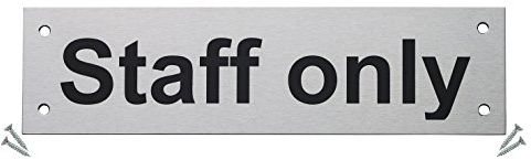 Fire Door Guru® Staff Only Door Sign - 225 x 60mm Rectangular - Stainless Steel Safety Sign - Fixings Included