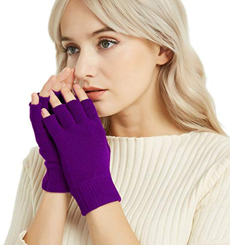 Novawo Guanti senza dita in misto lana Scaldabraccia caldi Guanti invernali unisex