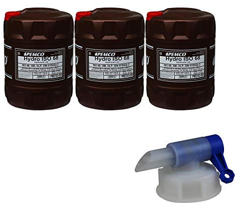 3x 20 Liter Original PEMCO Hydrauliköl ISO 68 Hydro HLP 68 Oil inkl. Auslaufhahn
