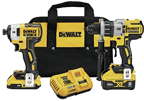 DEWALT DCK299D1W1 20V MAX XR Hammer Drill/Driver With POWER DETECT Tool Technology & Impact Driver Kit