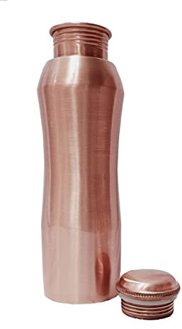 Pure Copper Curve Water Bottle 34 Oz Ayurvedic Leak Proof Copper Vessel for Drinking Water Bottle Birthday Gift Diwali gift 1 liter