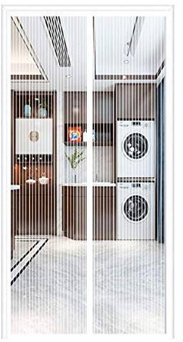 Moustiquaire de Porte Magnétique, Automatiquementfermé, Moustiquaire Porte sans Percer pour Couloirs, White, (31x78inch)80x200cm