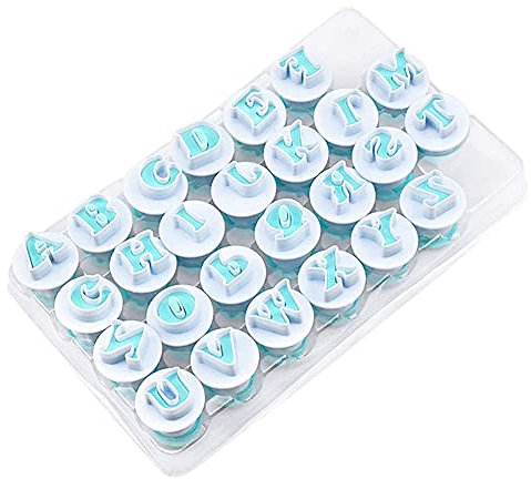 ANCLLO Lot de 26 tampons à biscuits en forme de lettre de l'alphabet pour fondant, gâteau, biscuit, outil de bricolage (forme de lettre majuscule)
