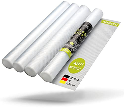 LILENO HOME Tappetino per cassetti, 50 x 150 cm, set da 4 pezzi (trasparente) – Tappetino antiscivolo per cassetti per frigorifero, inserti per cassetti, ritagliabile come tappetini antiscivolo da