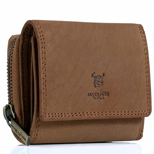 MATADOR Geldbörse Damen Herren Klein Leder #CHIQUITO Mini Geldbeutel mit edler Geschenk Box, Elegantes Portmonee mit RFID Blocker, Luxus Kleine Geldbörse Herren Damen mit vielen Fächern - Viele Farben