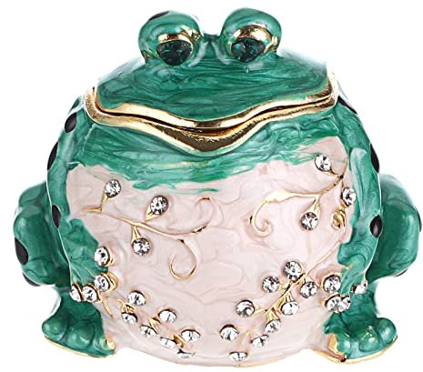 TOLIDA Mini Frosch Schmuckkästchen Handbemalte Emaillierte Schmuckschatulle Luxus-Schmuckkästen Schmuckdose Aufbewahrungsbox für Ohrringe Halsketten Ring als Hochzeit Geschenk Deko