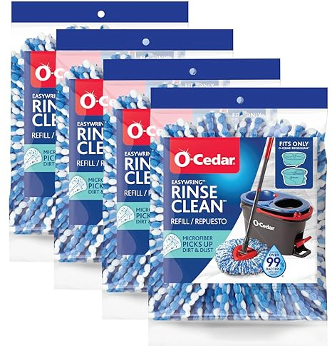 O-Cedar EasyWring RinseClean Refill 4-Pack, Blue, 4 Count