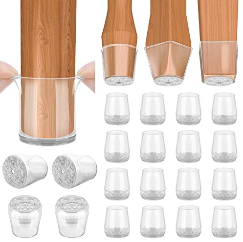 BALEINE Silicone Chair Leg Floor Protectors, Stool Leg Protectors Cap, Chair Leg Caps for Hardwood Floors (Clear-16pcs, Round S)