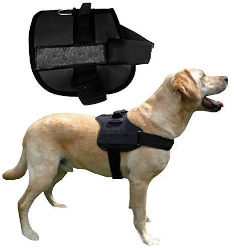 Blue Eyes Hundegeschirr für Große Hunde Taktische Hundegeschirrweste mit Griff No Pull Sicherheitsgeschirr Verstellbares Gepolstert Brustgeschirr Zuggeschirr (Schwarz, XL)