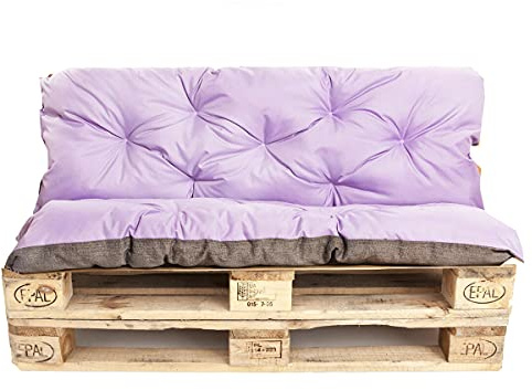 Cuscini per pallet da esterno - Set di cuscini per pallet - Set di cuscini per pallet da interno (cuscino seduta 120x60 + schienale 120x60, lilla chiaro)