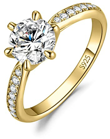 JewelryPalace Classic 7,5 Mm 1,5ct Rundslipad Moissanit Patiens Löftesring För Damer, Förlovningsring För Damer Silver 925 Med Sten För Damer, Simulerade Diamantjubileumsvigselringar Guldpläterade 54