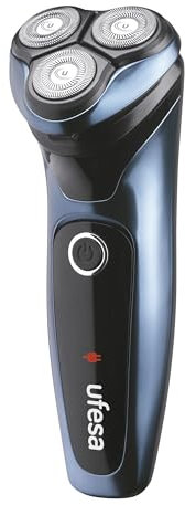 Ufesa AR3050 Afeitadora Eléctrica Rotativa Metal con Cuchillas Flexibles Dual Blade, IPX7, Cabezal Pivotante, Cortapatillas Extensible, Diseño Ergonómico, 45Min de Autonomía, Carga Rápida