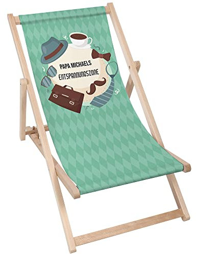 DreamRoots Vatertagsgeschenk Personalisiert - Liegestuhl klappbar Holz für Papa Geschenk - Liegestuhl Holz Geschenke Für Papa - Sonnenliege Klappbar Bester Papa Geschenke