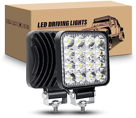 RIGIDON 2Pcs Mini Faro da lavoro led, 3.3 Pollici 48W Fari di profondità, Spot Luci di Lavoro a Led 12V 24V per Off Road Fuoristrada Auto Trattore Camion SUV ATV 4x4, 6000K Faretti Fendinebbia