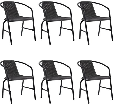 Camerina Gartenstühle Stapelstuhl Garten 6 STK. Rattan-Optik Kunststoff und Stahl 110 kg