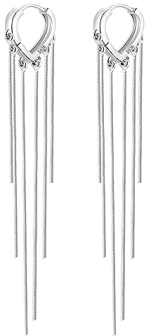 Silber 925 Ohrringe Lange Ohrsteck Einfädler Quasten Kette Tropfenohrringe