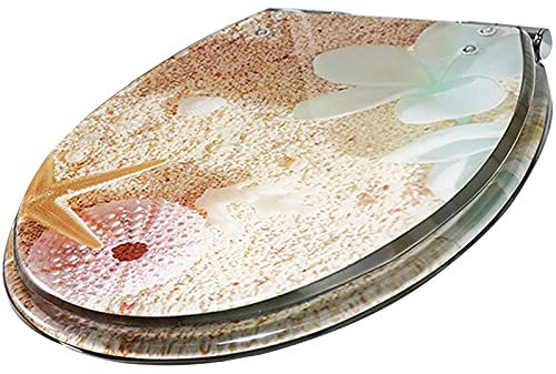 JUNNIU Toilettendeckel, Toilettensitz mit Absenkautomatik,Umweltfreundlicher WC Sitz aus Harz mit Verstellbarem Edelstahlscharnier,Ovaler Klobrille mit Schnellverschluss,Mehrere Farben Erhältlich