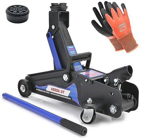 Wagenheber hydraulisch 2T, Hubhöhe 140-310mm, Gummiuaflage, Handschuhe, Flache, Profi, Tief, Rangierwagenheber Heber, Ständer, Werkstatt, Wohnmobil, Geländewagen PKW SN3061