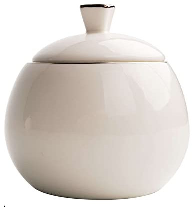 MAYABI Azucarero de cerámica,Té de la Tarde Azucarero de cerámica,440ml/15.5oz,Bote de condimento for salero,f Barra de café-Olla Blanca de 440ml