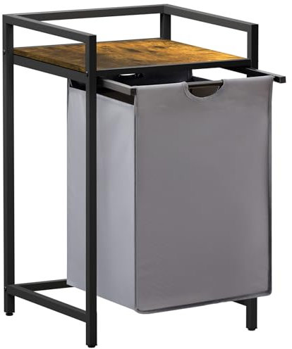 Lifewit kleiner Wäschekorb mit Ablage, 69L Wäschesammler mit herausziehbaren Säcken, Laundry Baskets, Wäschebox,Wäschetonne Wäschesortierer für Waschküche, Schlafzimmer, Badezimmer, Schlafsaal, Grau