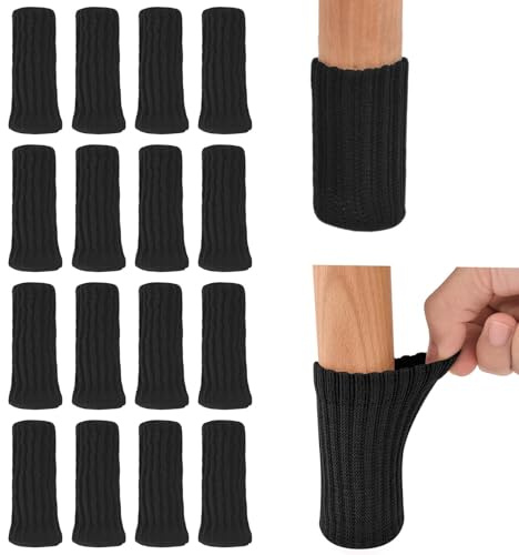 16 Stück Stuhlsocken, Gestrickte Möbelfüße Stuhlbeinschoner Stuhlbeinsocke, Möbel Socken mit Fühlte Pads, Filz Stuhlbeinsocken Antirutsch für Tisch, Bodenschutz, Vermeiden Sie Kratzer &Geräusche