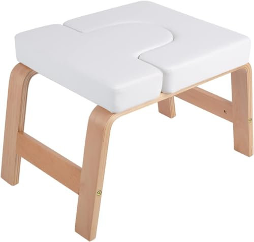 Yoga Hocker Kopfstand Kopfstandhocker Safe Kopfstandstuhl Trainingsstuhl Chair Bank Stuhl, PU Auflagen,Sport ¨¹bungs Fitness Ausr¨¹stungen F¨¹r Familien Turnhalle Entlasten Erm¨¹Dung-Weiß