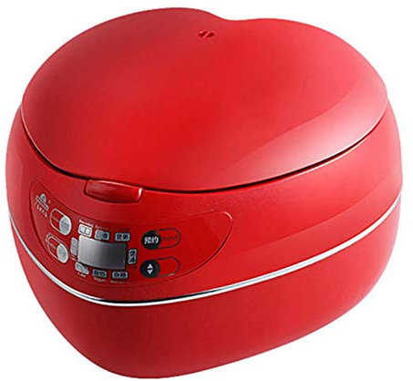 Cuociriso,Cuociriso A Forma di Cuore Pesca, Cuociriso Intelligente da 300 W, 1,8 L, 1-3 Persone, Pentola Antiaderente, Isolamento A Temperatura Costante,Rosso