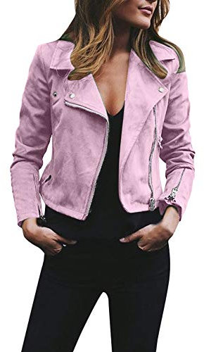 Kunstlederjacke Damen Biker Style Freizeitjacke Aus Kunstleder Mode Motorrad Fahrradmantel Pu Leder Jacke Herbst Frühlings Bekleidung Kurz Moto Biker Mantel Motorradjacke Bomberjacke Übergangsjacke