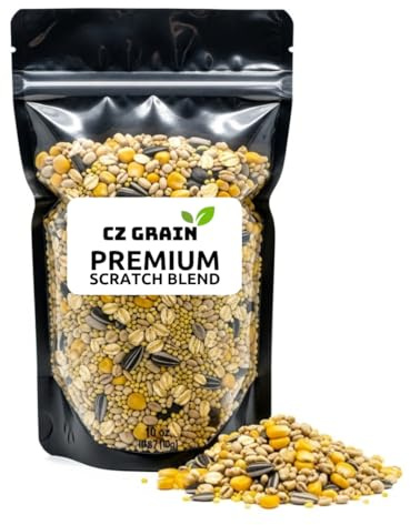 CZ Grain Premium Scratch Grains Bird Feed - Corn, Sunflowers, Wheat, Oats, Barley, Milo and Millet - Well Balanced Mix for Great Nutrition for Chickens and Ducks - Balanced Energy (5 Pounds)