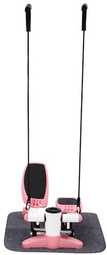 Stepper für Zuhause Treppenstepper Mini Ellipsentrainer Mit Widerstandsbändern,LCD Display Fitnessgeräte Aerobic 150KG (Rosa)