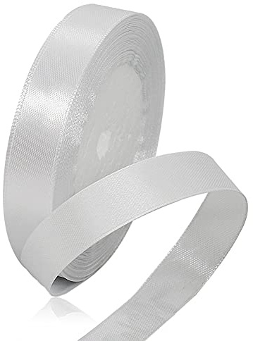 Weiss Satinbands 15mm Breit, 22 Meters weiß Schleifenband, Geschenkband für Geschenkverpackungen, Blumensträuße, Nähprojekte, Schleifenherstellung, Geburtstags- und Hochzeitsdekorationen