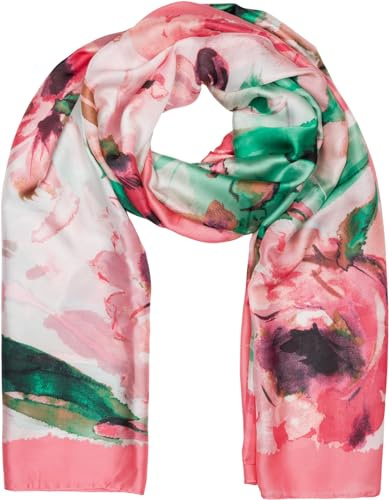 styleBREAKER Damen Schal Floral Aquarell Blumen Muster | 184x90 cm Maß, seidig weiches luftiges Gewebe, als große Schulter-Stola drapierbar, ideal für den Frühling und Sommer.