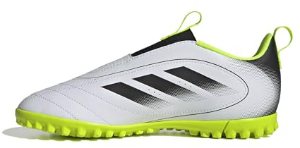 adidas Goletto IX - Botas de fútbol sin cordones para niños, unisex, Blanco Negro Amarillo Limón, 6 Big Kid