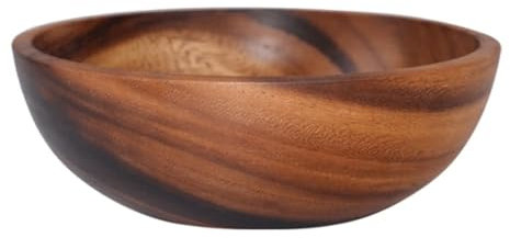 BYPIAOERZ Ensaladeras y tazones para Servir Ensaladera de Madera Natural Hecha a Mano, Plato Redondo Grande clásico para Ensalada, Sopa, Comedor, Utensilios de Cocina de Madera Tazones para Pasta