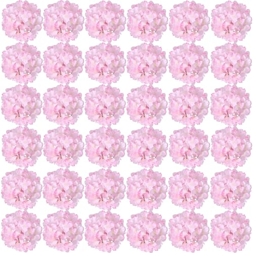 FagusHome 35 Pièces Têtes Fleur d'hydrangea 18CM Artificielle Fleur Artificielle avec Tiges Fausses Fleurs d'hortensia Bouquets pour Décoration (Rose pâle)