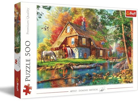 Trefl - Cottage sul fiume - Puzzle 500 Pezzi - Puzzle Fai Da Te, Immagine Dipinta, Intrattenimento Creativo, Divertimento, Puzzle Classico per Adulti e Bambini a partire da 10 anni