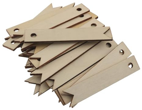 ZCZQC 100 Stück handgefertigte Holzscheiben in Originalfarbe, kleine Hangtags, 65 x 13 x 2 mm lang, Holzzubehör, Anhänger, Decke, Tür, Rahmen, Zaun, Wand, Kleidung, Dekoration, Zubehör