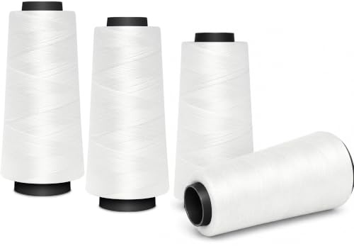 4 cônes - Nähmit - Fil à coudre - 1500 m chacun - 100 % polyester - Pour machines à coudre Overlock Coverlock et Coverstich - Épaisseur du fil 40/2 (120) - (A02-501-blanc)
