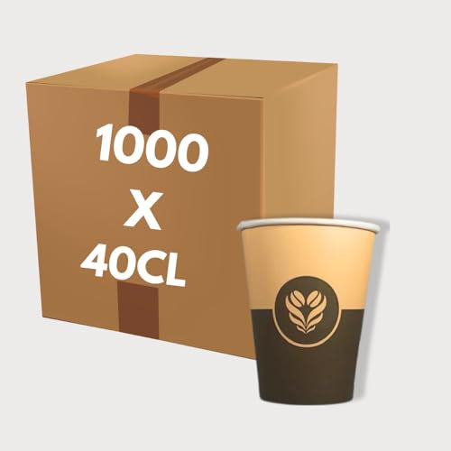 COVR Gobelet Carton Décor Café 40cl - 14oz / 1000 unités, Recyclables, Boisson Chaude et Boisson Froide, Solide et Bonne Prise en Main, Résistant