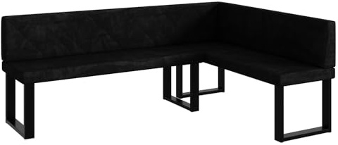 MEBLINI Eckbank für Esszimmer - Küchenbank - Essecke - Sitzecke Küche - ERIC - U-Beine 142x196x87cm Rechts - Graphit Samt
